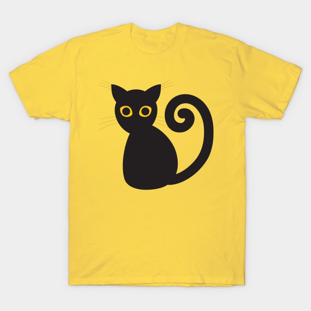 Black vector cat with orange eyes T-Shirt by Bwiselizzy